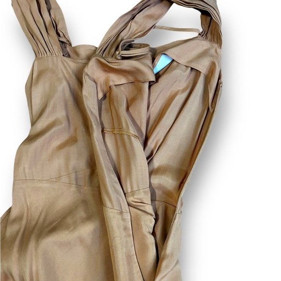 MAJE Routila Wrap Effect Cold Shoulder Midi Dress in Terracotta Size 1 (Small) - Picture 9 of 13